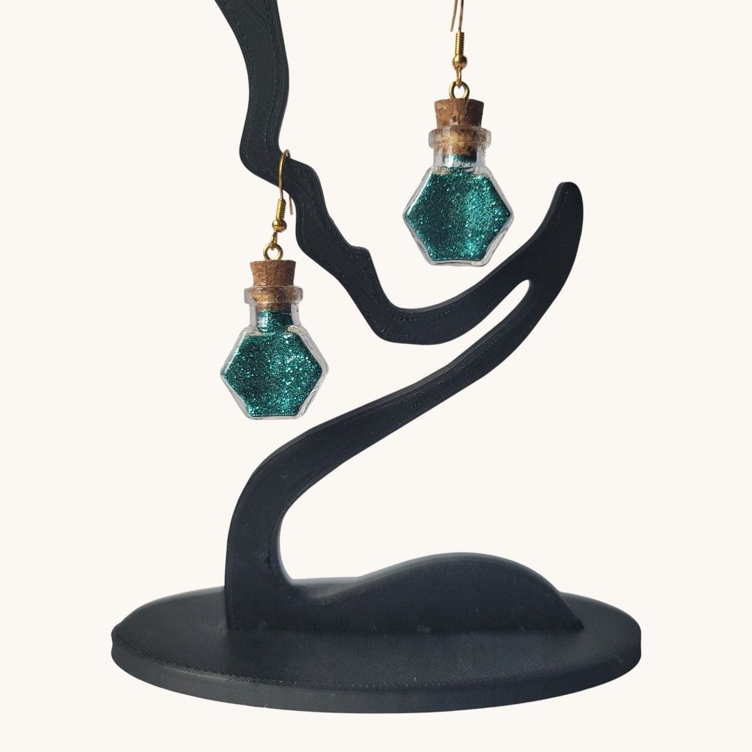 boucles d'oreilles flacon Boucles d'oreilles pendantes hexagonales avec paillettes
