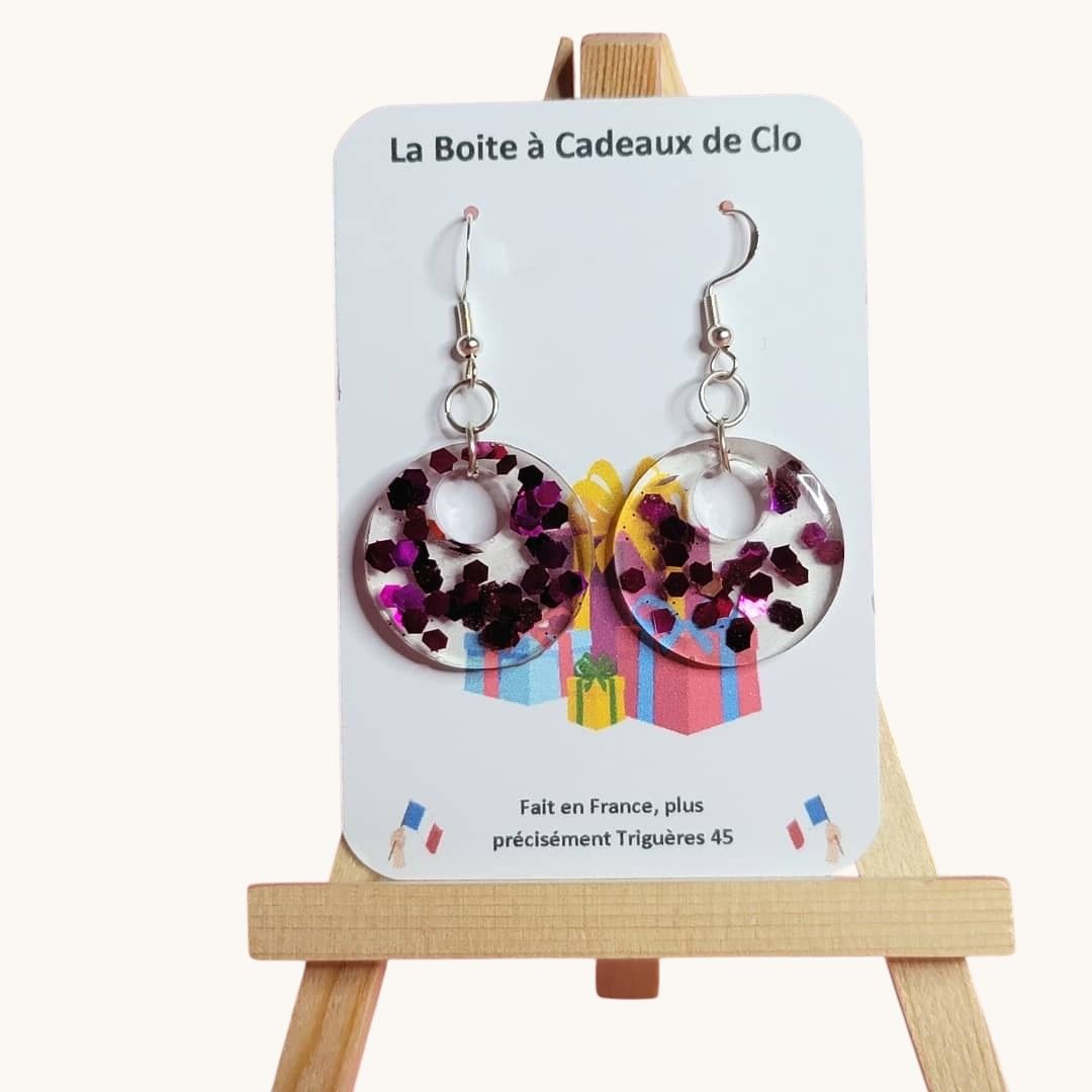 boucles d'oreilles resine Boucles d'oreilles grosses paillettes