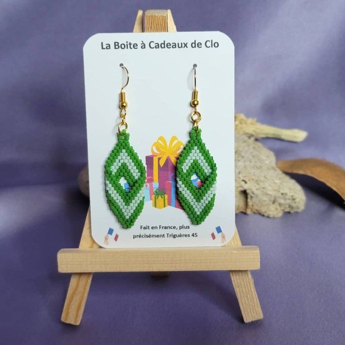Boucles d'oreilles en perles Miyuki bi-color