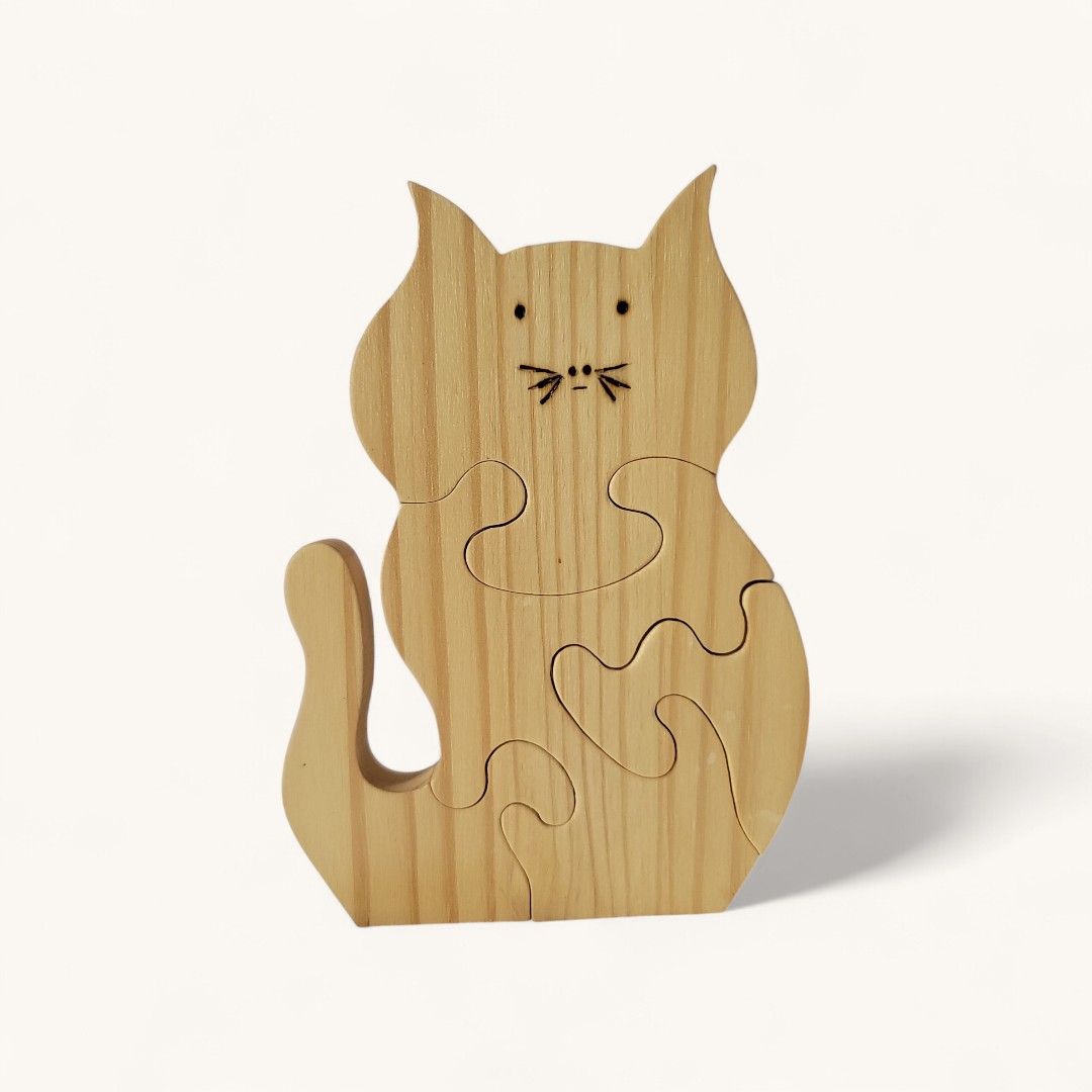 puzzle bois Puzzle en bois chat à peindre ou à laisser brut